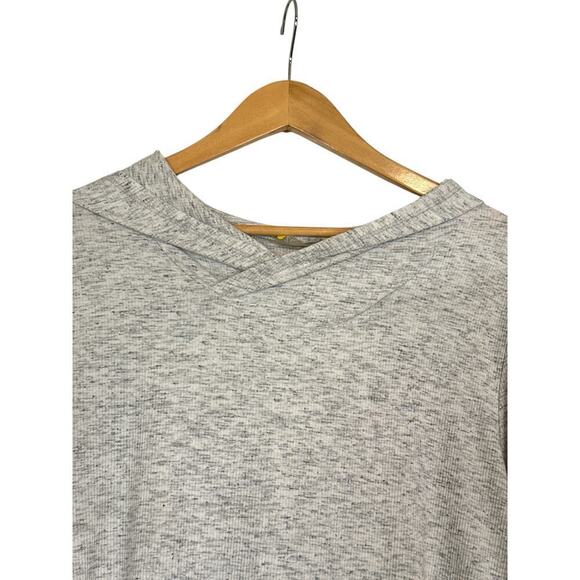 Zella Women's Long Sleeve Ribbed Knit Hi-Low Pullover Hoodie Size L Gray Lounge - Picture 5 of 8